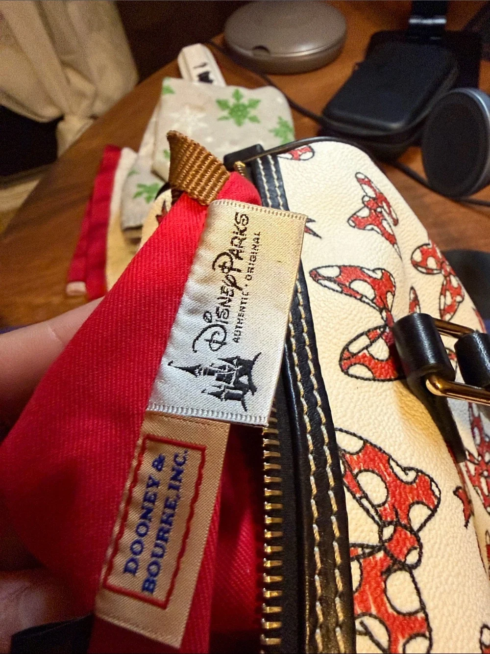 Dooney & Bourke Cream & Red Butterfly Print Leather Satchel Like New! DISNEYLAND